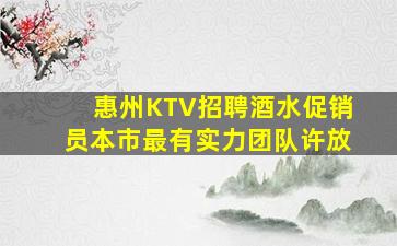 惠州KTV招聘酒水促销员本市最有实力团队许放